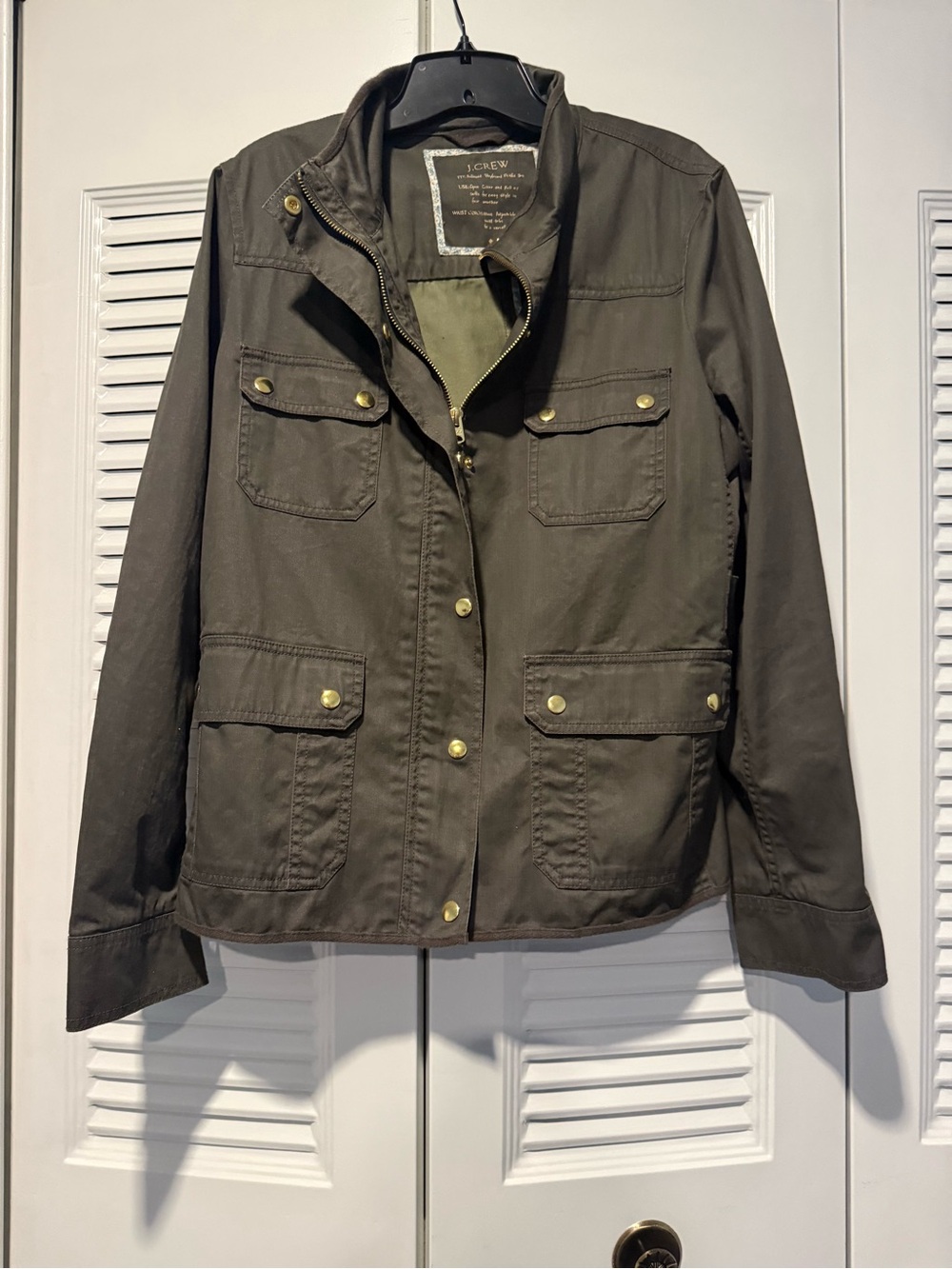J. Crew Olive Green Utility Field Jacket with Brass Snaps